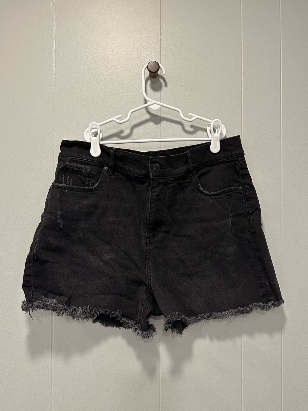 Loft Distressed black denim Shorts